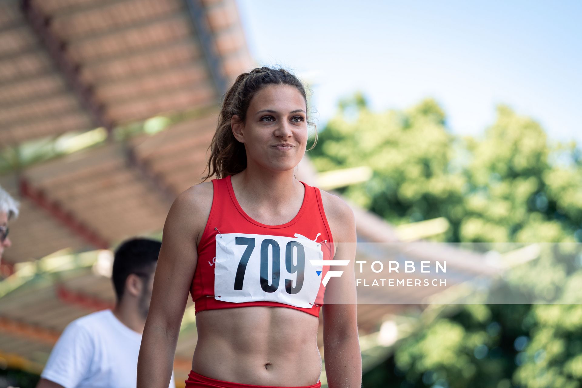 Caroline Joyeux (LG Nord Berlin) im Dreisprung am 02.07.2022 waehrend den NLV+BLV Leichtathletik-Landesmeisterschaften im Jahnstadion in Goettingen (Tag 1)